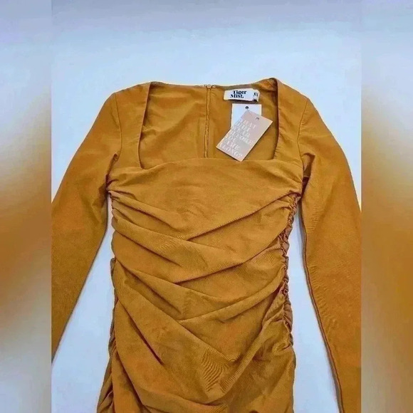 Tiger Mist Womens Size XS Mustard Yellow Bodycon Dress - Picture 11 of 13